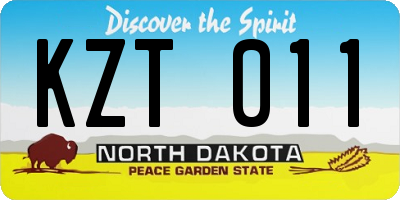 ND license plate KZT011