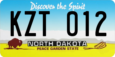ND license plate KZT012