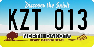 ND license plate KZT013