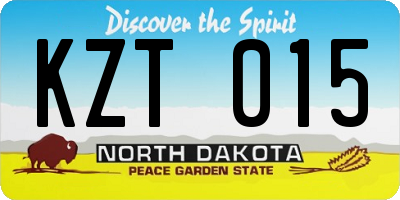 ND license plate KZT015