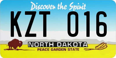 ND license plate KZT016