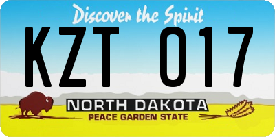 ND license plate KZT017