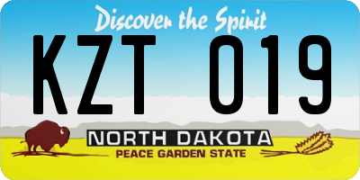 ND license plate KZT019