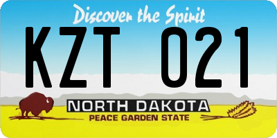 ND license plate KZT021