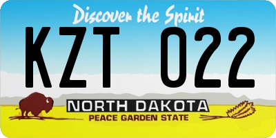 ND license plate KZT022