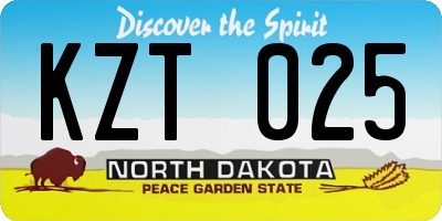 ND license plate KZT025