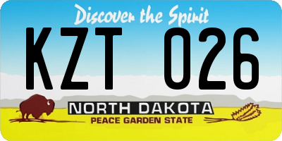 ND license plate KZT026