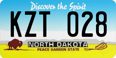 ND license plate KZT028