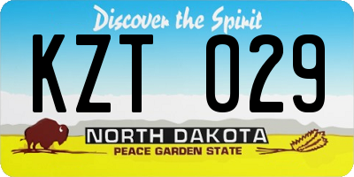 ND license plate KZT029