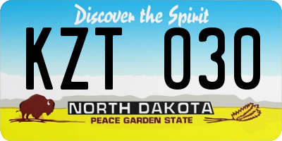 ND license plate KZT030