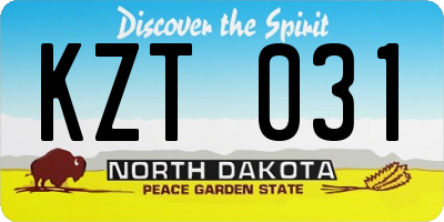 ND license plate KZT031