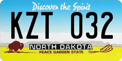 ND license plate KZT032