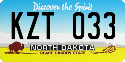 ND license plate KZT033