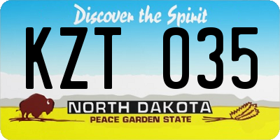 ND license plate KZT035