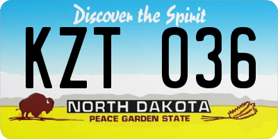 ND license plate KZT036