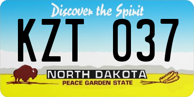 ND license plate KZT037
