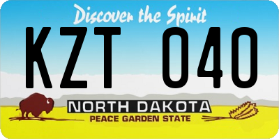 ND license plate KZT040