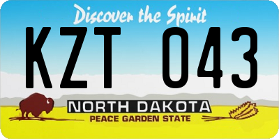 ND license plate KZT043