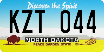 ND license plate KZT044