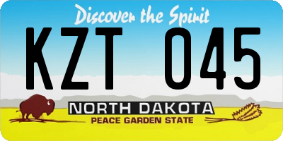 ND license plate KZT045