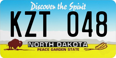 ND license plate KZT048