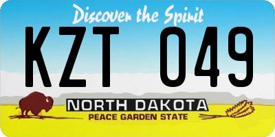 ND license plate KZT049