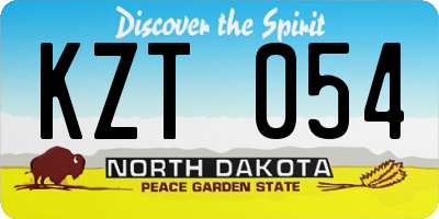 ND license plate KZT054