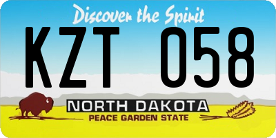 ND license plate KZT058