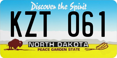 ND license plate KZT061