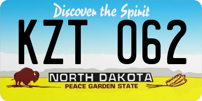 ND license plate KZT062