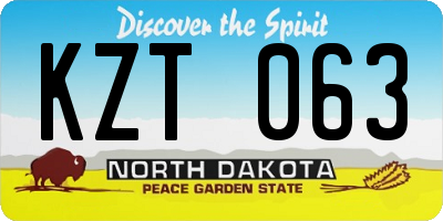 ND license plate KZT063