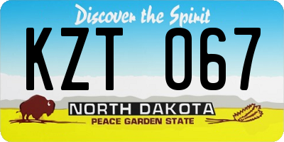 ND license plate KZT067