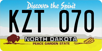 ND license plate KZT070