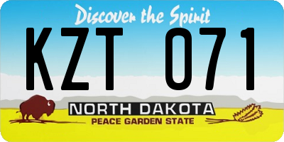 ND license plate KZT071