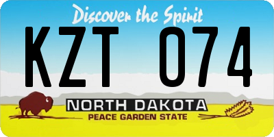 ND license plate KZT074