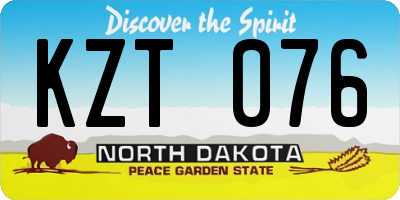 ND license plate KZT076