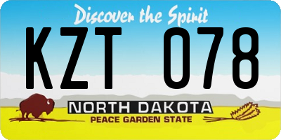 ND license plate KZT078