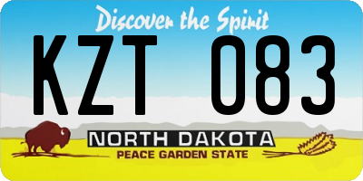 ND license plate KZT083