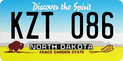 ND license plate KZT086