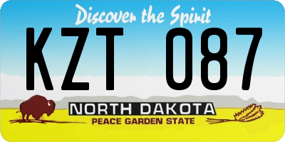 ND license plate KZT087