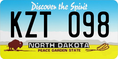 ND license plate KZT098