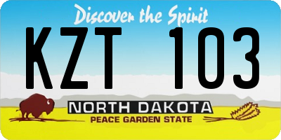 ND license plate KZT103
