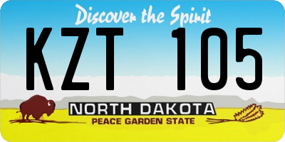 ND license plate KZT105