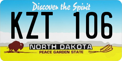 ND license plate KZT106