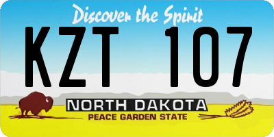 ND license plate KZT107