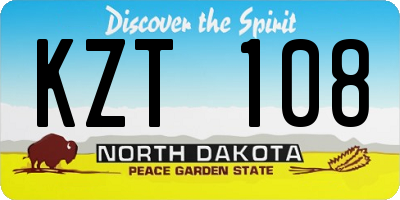 ND license plate KZT108