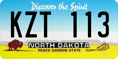 ND license plate KZT113