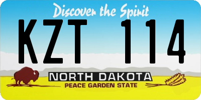 ND license plate KZT114