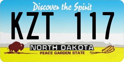 ND license plate KZT117