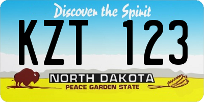 ND license plate KZT123